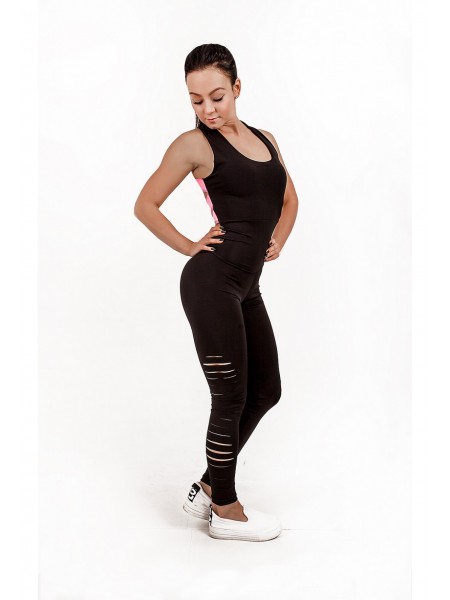 Комбинезон Black Classic с разрезами (розовые лямки) Комбинезон Black Classic с разрезами (розовые лямки)