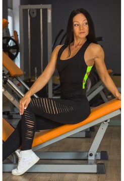 Комбинезон Black Classic с разрезами (салатовые лямки)